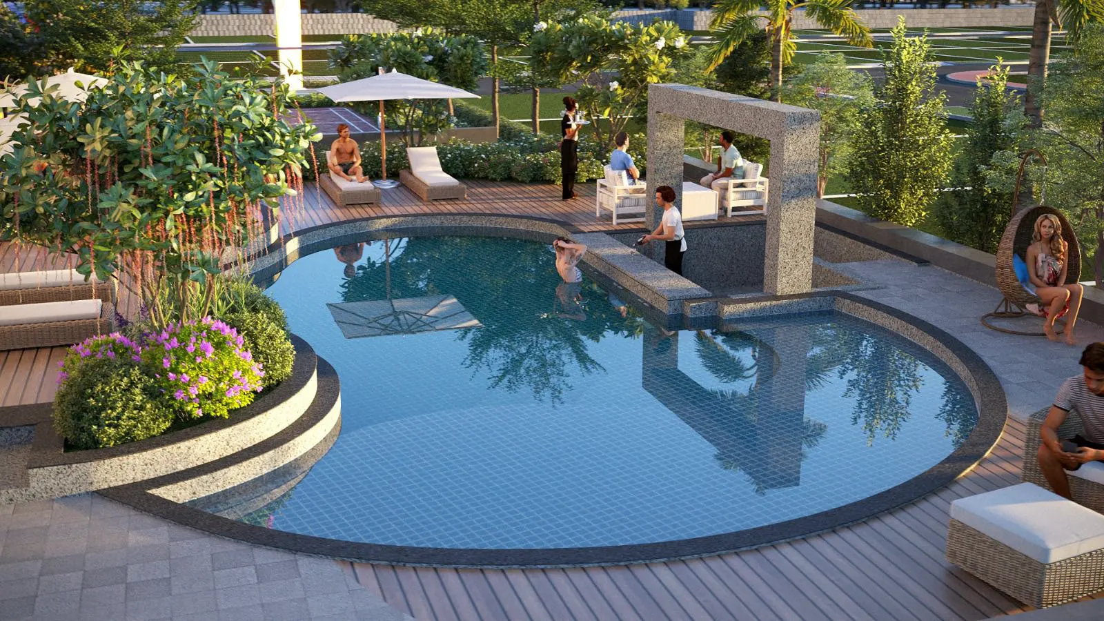 Swimming pool and leisure area